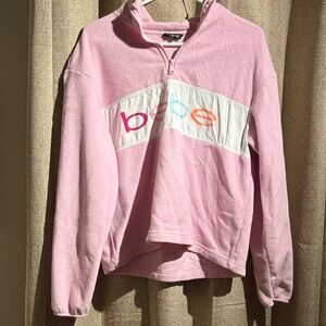 Bebe Pink Fleece Half-Zip Sweatshirt